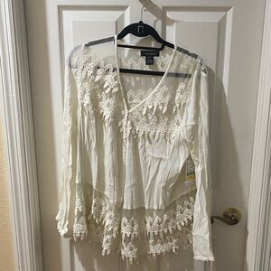 Karen Kane Cream Lace Sheer Blouse